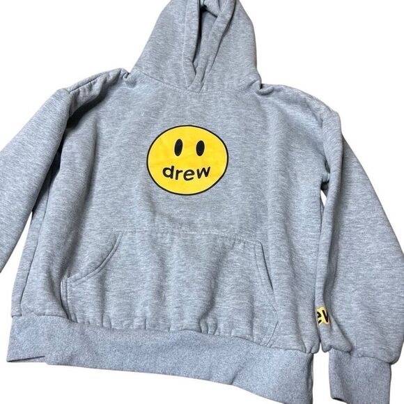 Drew House Just Bieber Gray Cropped Hoodie Medium - Picture 3 of 8